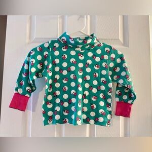 Gymboree Vintage Y2k Teal Floral Turtleneck Long Sleeve Top Size Medium